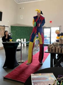 Stilt Walker in jester attire