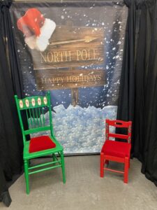 North pole photo op with chairs